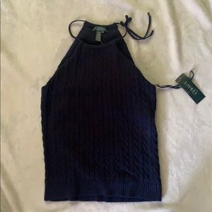 Navy knit spaghetti strap